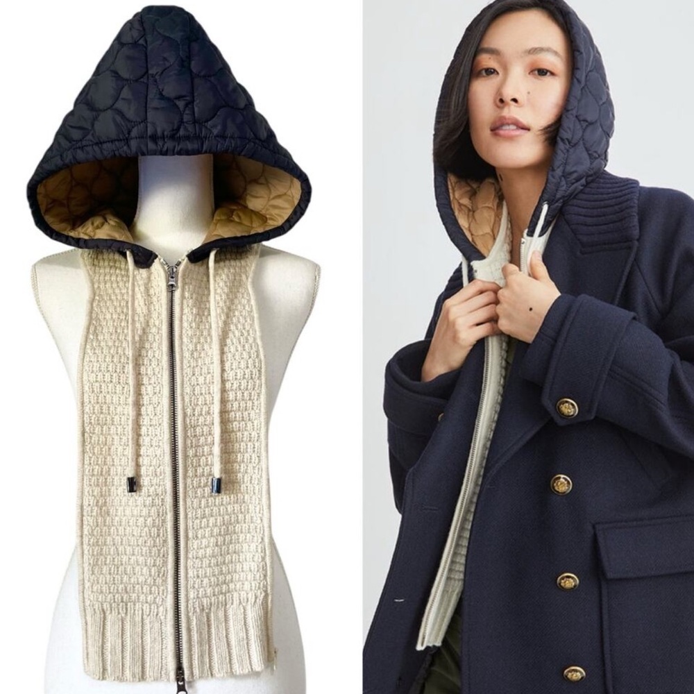Veronica Beard Dickie Beige Knit  with Navy /tan Hood